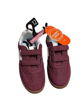 wonder nation Burgundy and White Double Velcro Kids Soccer Sneakers
